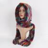 Winter Women Knitted Real Rex Rabbit Fur Hat Scarf Natural Soft Rex Rabbit Fur Hat Lady Warm Genuine Rabbit Fur Cap Scarves