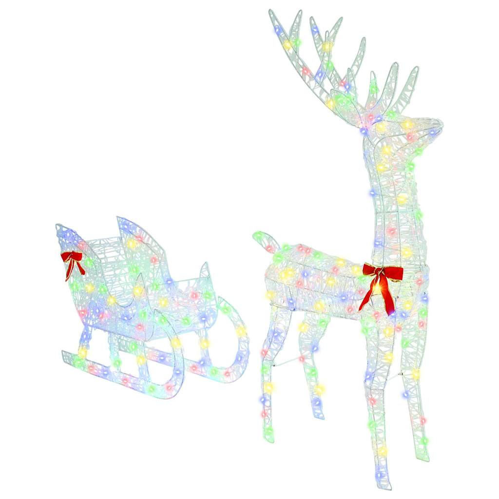 Reindeer Pull Sled with 200 LEDs Multicolored 70 X 26 X 129 Cm Acrylic