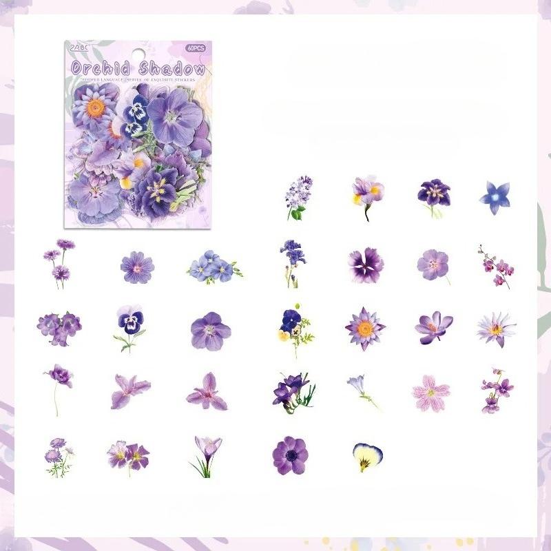 60 Pcs Plant Flower Cluster Stickers Junk Journal Creative Stationery DIY Decorative Stickers Scrapbook School Supplies