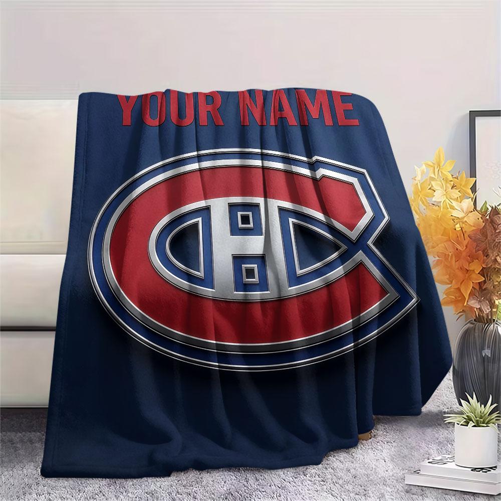 Custom Name,Montreal Canadiens Printed Flannel Blanket, soft throw for bedroom sofa, washable, Christmas present, great gift.