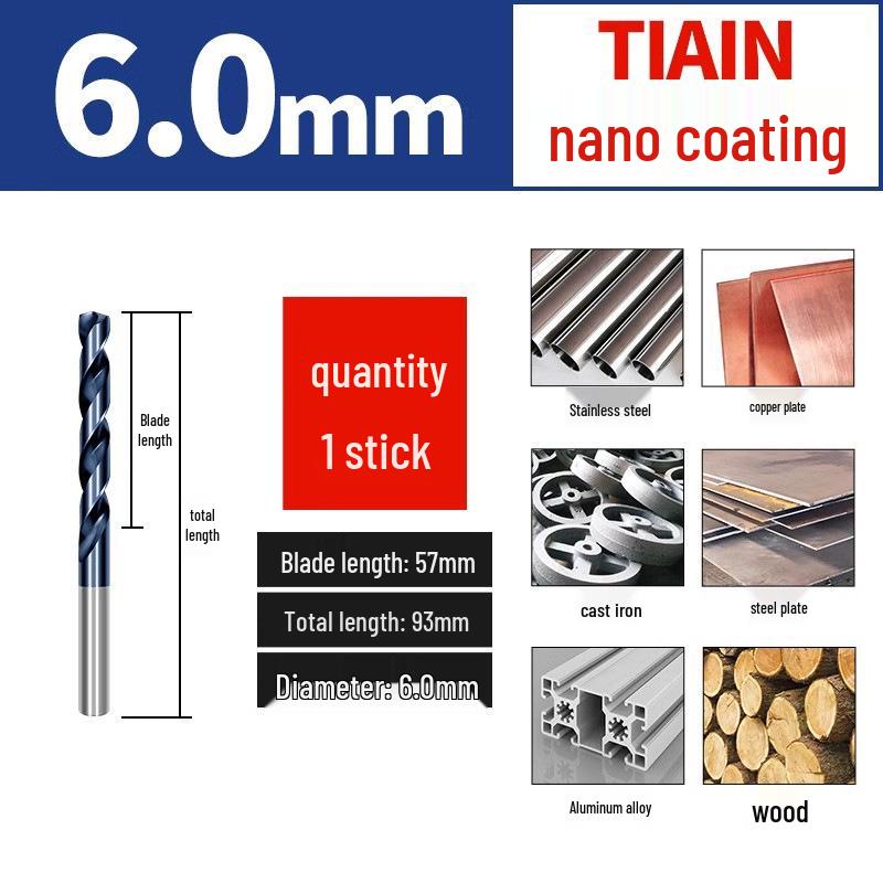 Cobalt-Coated Twist Drill Bit for Iron & Stainless Steel with Nano Coating, Ideal for High-Strength, Hard Material Drilling
