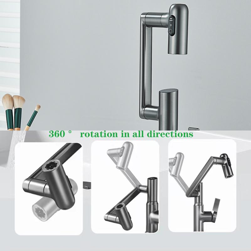 Digital Display LED Basin Faucet 360 Rotation Multi-function Stream Sprayer Hot Cold Water Sink Mixer Wash Tap For Bathroom
