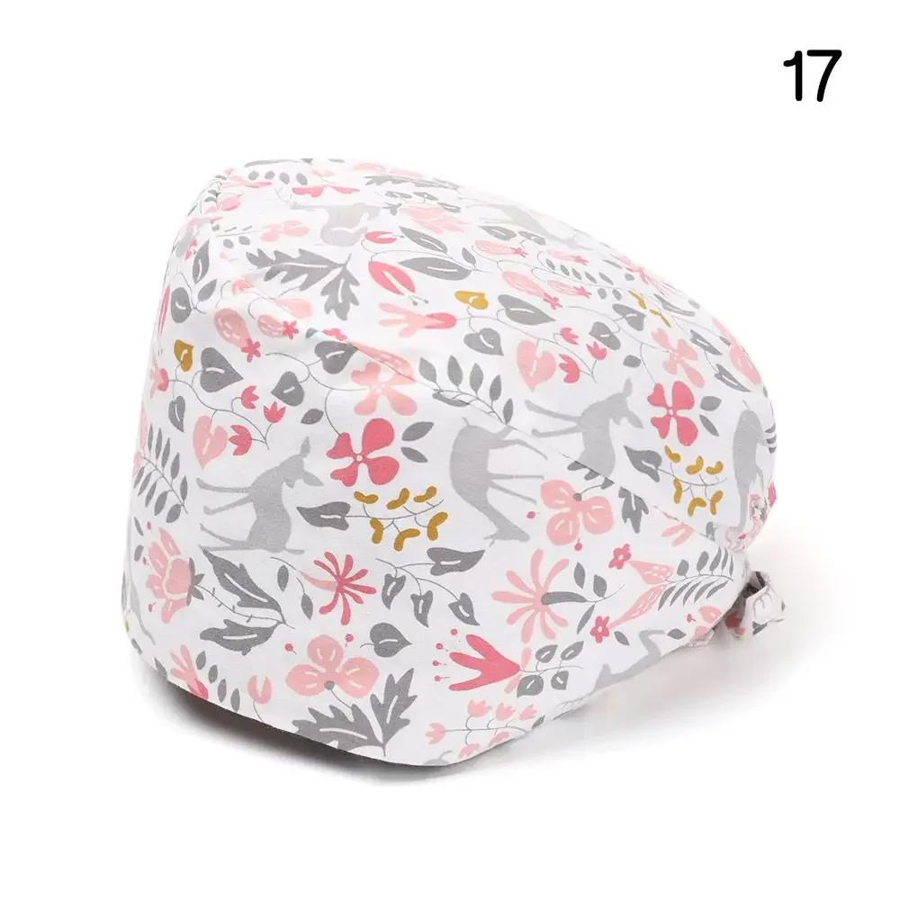 Adjustable HeadCover With Sweatband Men Women Bouffant Hat Pure Colour Cotton Hats Surgical Scrub Cap
