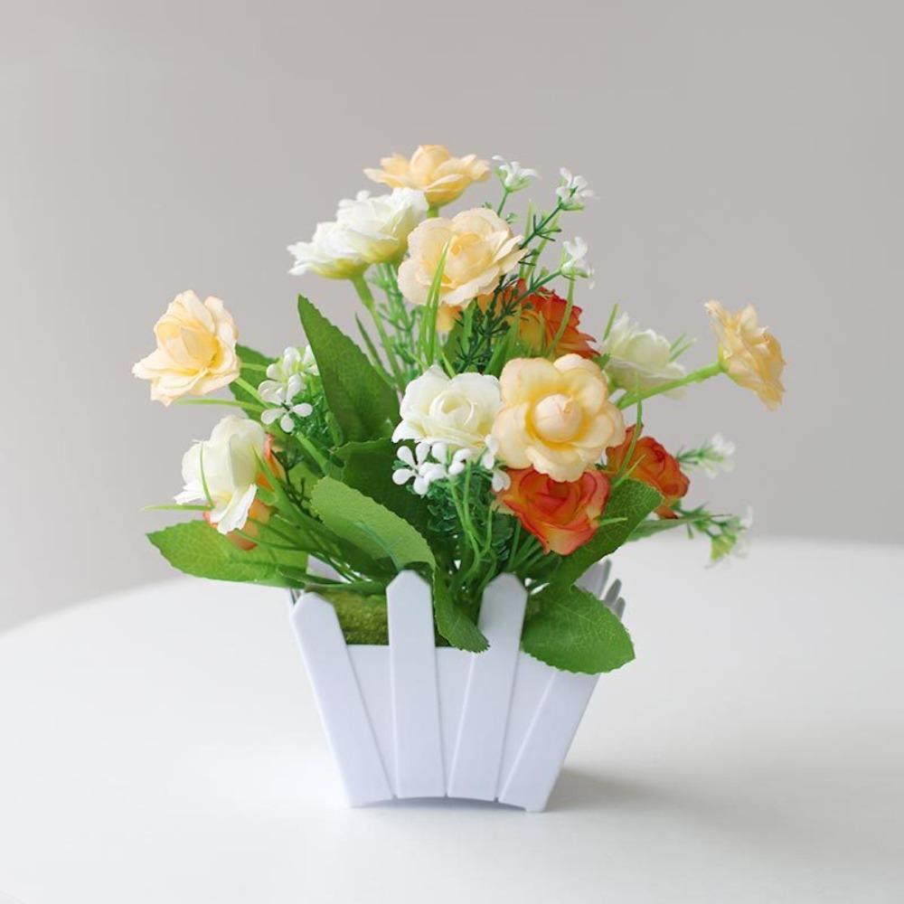 

Fence Artificial Potted Flowers Simulation Plastic Fake Flower Living Room Ornaments оранжевый