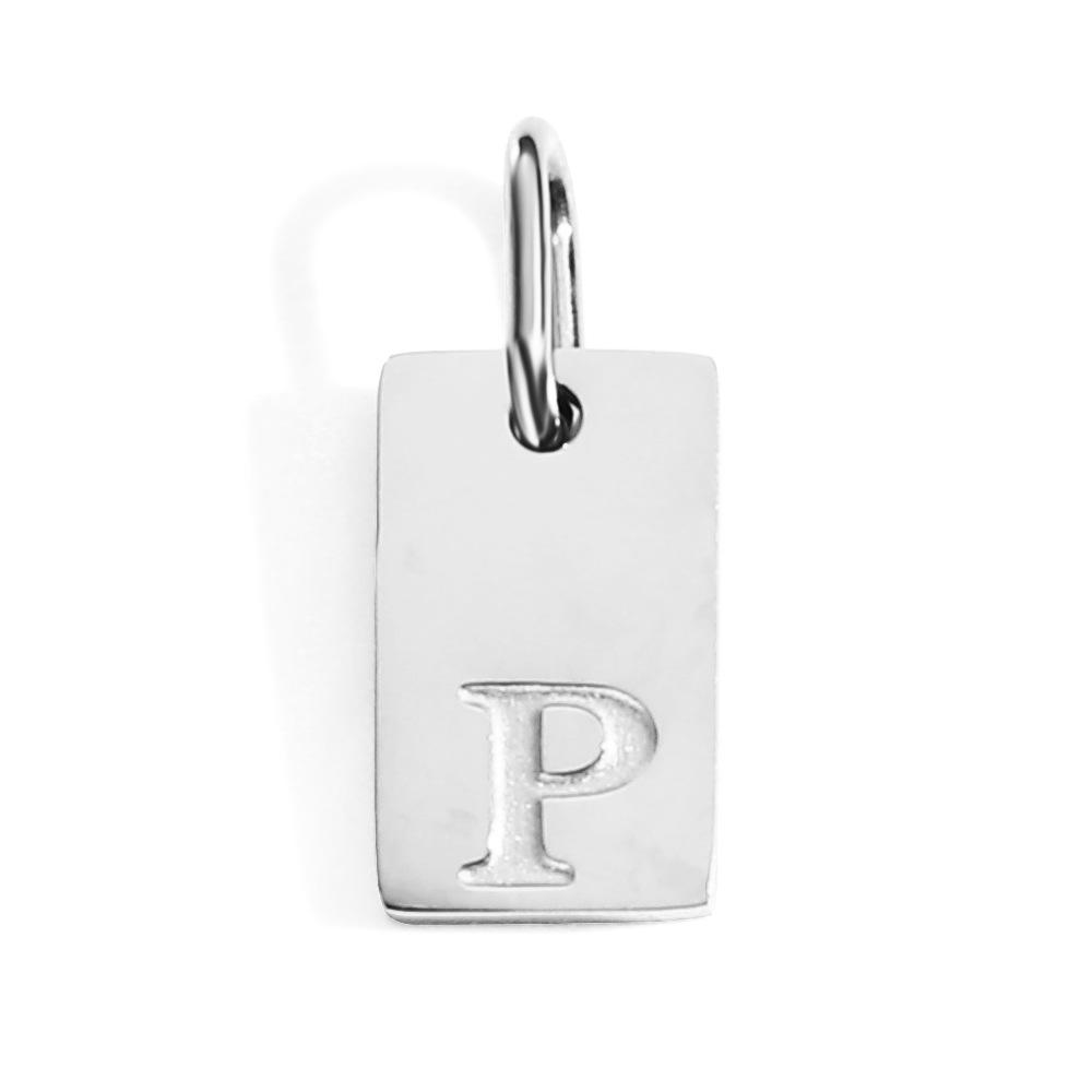 CARLIDANA Minimalist Letter Initial Jewelry Women Stainless Steel Gold Plated Rectangle Silver Color Alphabet Pendant Charm
