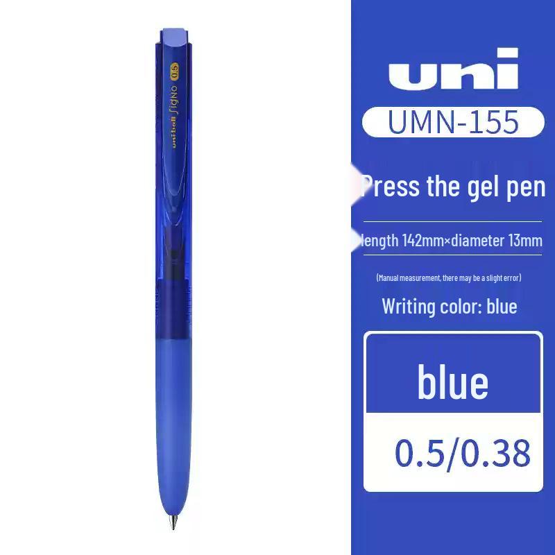 Penna a sfera gel Mitsubishi UMN-155 Click Nera, Pratica d'esame 0,5 mm/0,38 mm