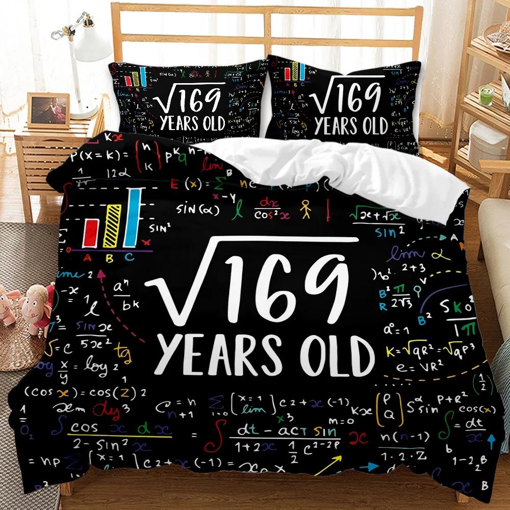 Math Duvet Cover Set Queen Size Mathematics Formula Print Bedding Set For Kids Boys Girls Educational Polyester Comforter Cover