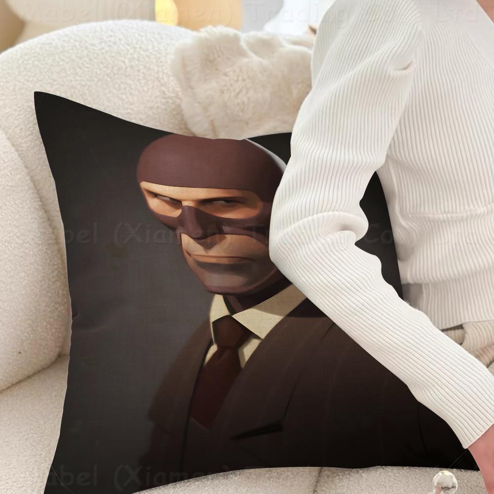 F-Fortress 2 Spy Soldier Sniper Tf2 Pillow Covers Cartoon Sofa Decorative Home Double-Sided Printing Short Plush Cute Cushion