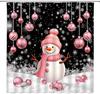 Small Stall Shower Curtain,Merry Christmas Xmas Tree Red Ball Snowflake Twigs Pine Tree Branch Winter Holiday Festival Rusticred