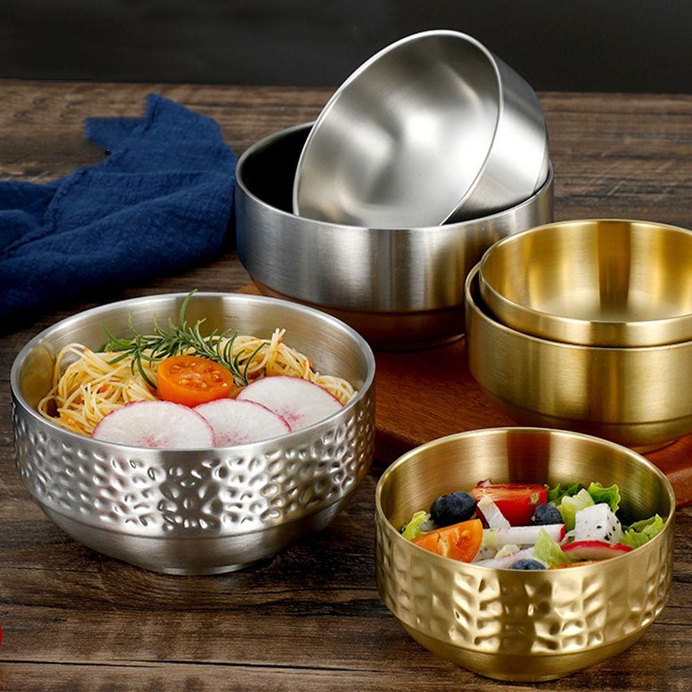 Hammermuster Eisbecher Doppelschichtige Edelstahl Suppenschüssel Müslischüssel