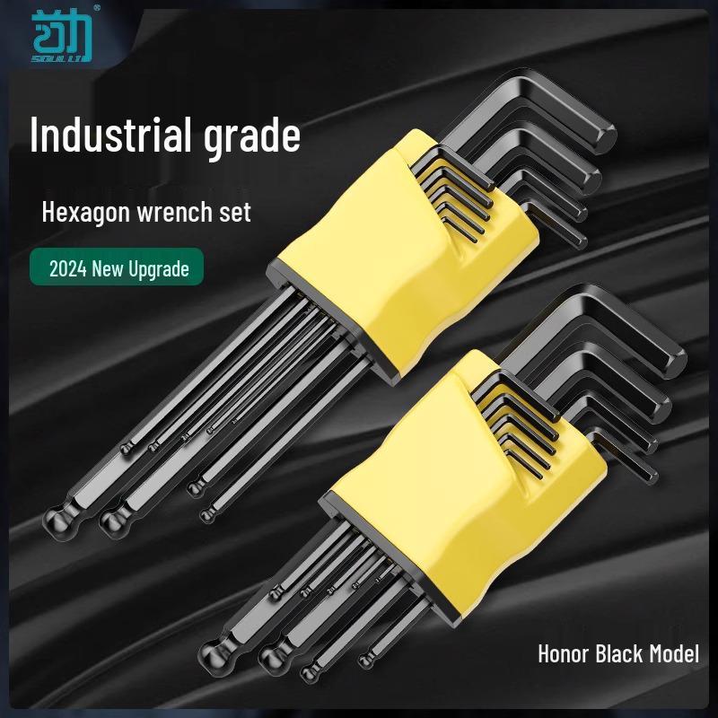 

Набор шестигранных ключей для высокотемпературной закалки: Автоматический комбинированный набор с одинарными и шестигранными ключами Black Medium 9-piece Set