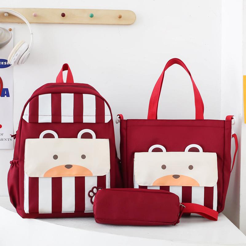 Three-Piece Backpack Set Large Capacity Children's School Bag Girls Boys Nylon Backpack for Primary and Secondary School