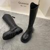 2025 Chunky Sole Women's Round Toe Martin Boots - Slimming Korean Style, Back Zip, Autumn/Winter.