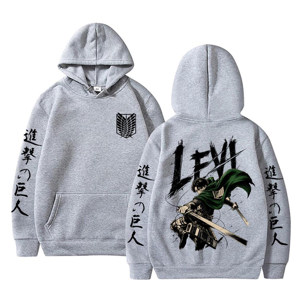 Anime Attack on Titan Levi Ackerman Merch Hoodie Herren Damen Cartoon Manga Cosplay Sweatshirt Männlich Retro Übergroß Kapuzenpullover