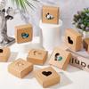 25pcs Kraft Paper Box with Hollow Out Heart Pattern Square Gift Packaging Box Candy Box Small Gift Box