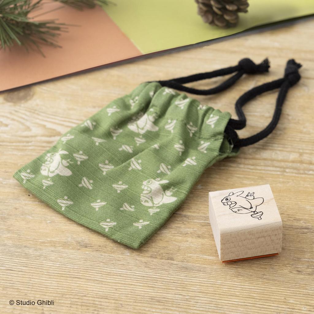Beverly Ghibli Totoro Stamp Drawstring Purse Stamp Totoro and Arabesque Pattern TSW-175
