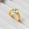 Mlluki Factory 925 Sterling Silver 14K Gold Plated Gemstone Retro Hollow Olive Emerald Ring