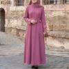 Women Casual Round Neck Loose Long Sleeve Muslim Dress