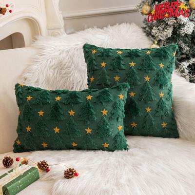 Christmas Throw Pillow Cover Xmas Tree Pillowcases Soft Plush Cushion Covers with Hidden Zipper Closure Winter Home Decor