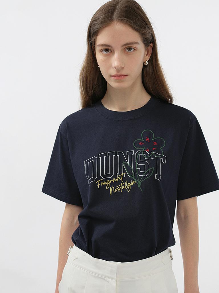 Deonseuteu Unisex Drawing Bloom T-Shirt _Udts5B126_French Navy