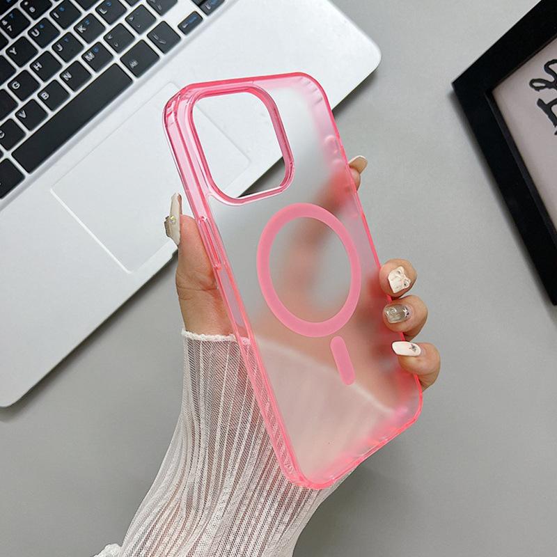 

Applicable To IPhone16 Color-transparent Magnetic Phone Case MagSafe Apple 13/14 Acrylic 15 Anti-fall Case iPhone 16