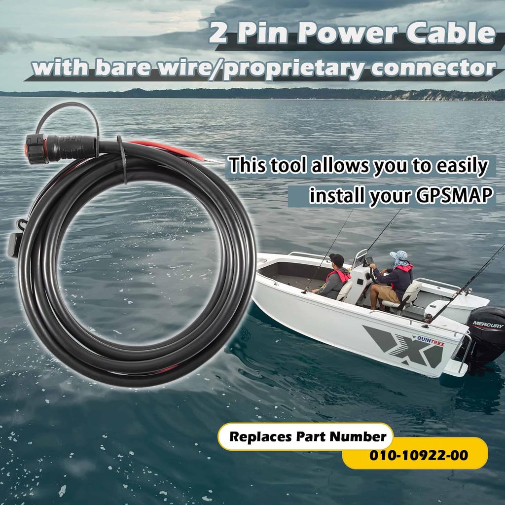 2 Wire, 2 Pin Boats Power Cable 010-10922-00 for Garmin GPSMAP 4000/5000 Series, DC Power Cable with Bare Proprietary Connector