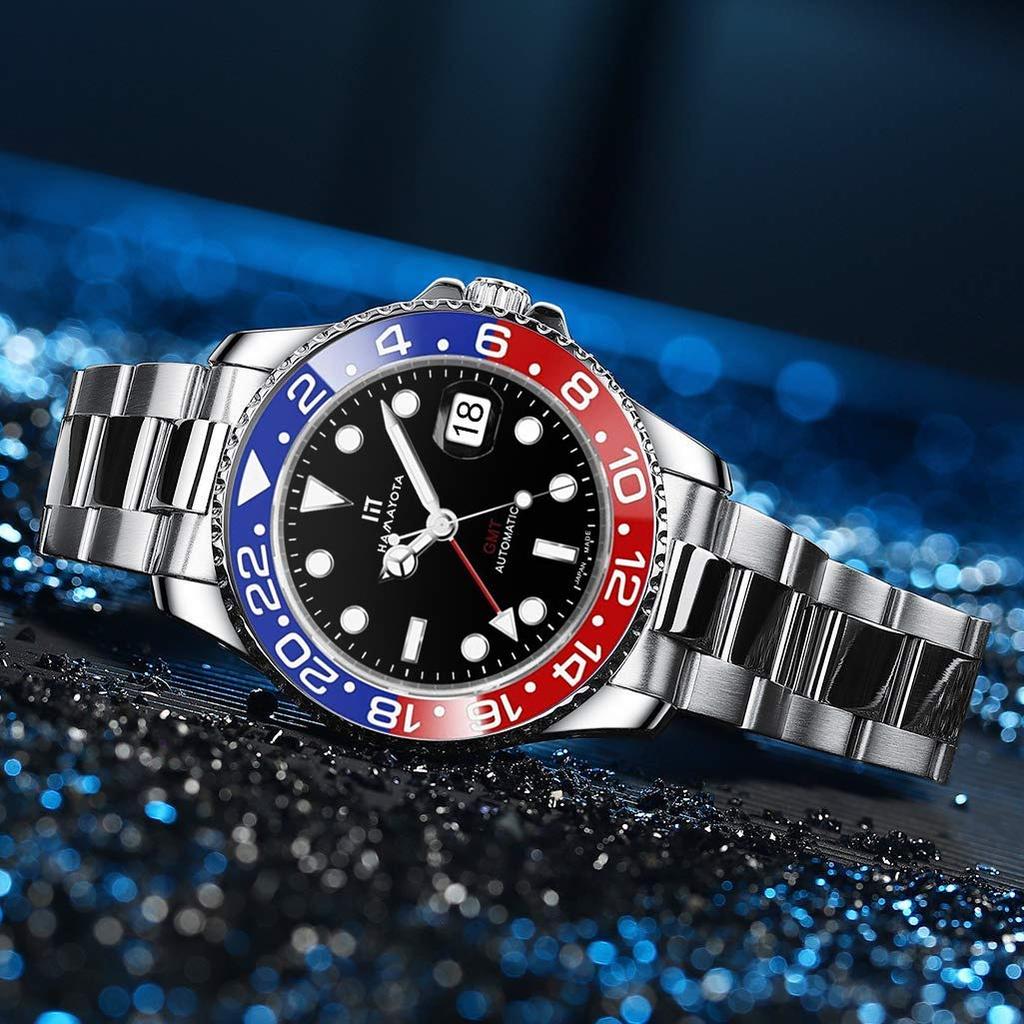 HAMAYOTA Hodinky Funkce GMT Automatické hodinky Pepsi Keramický otočný rámeček Pánské potápěčské
