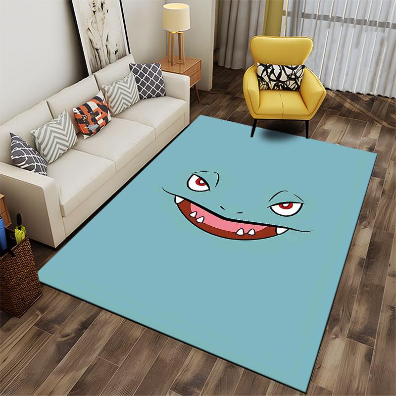 Teal Cartoon Monster Face Carpet Suitable As a Non-slip Mat for the Living Room or Bedroom Sofa
