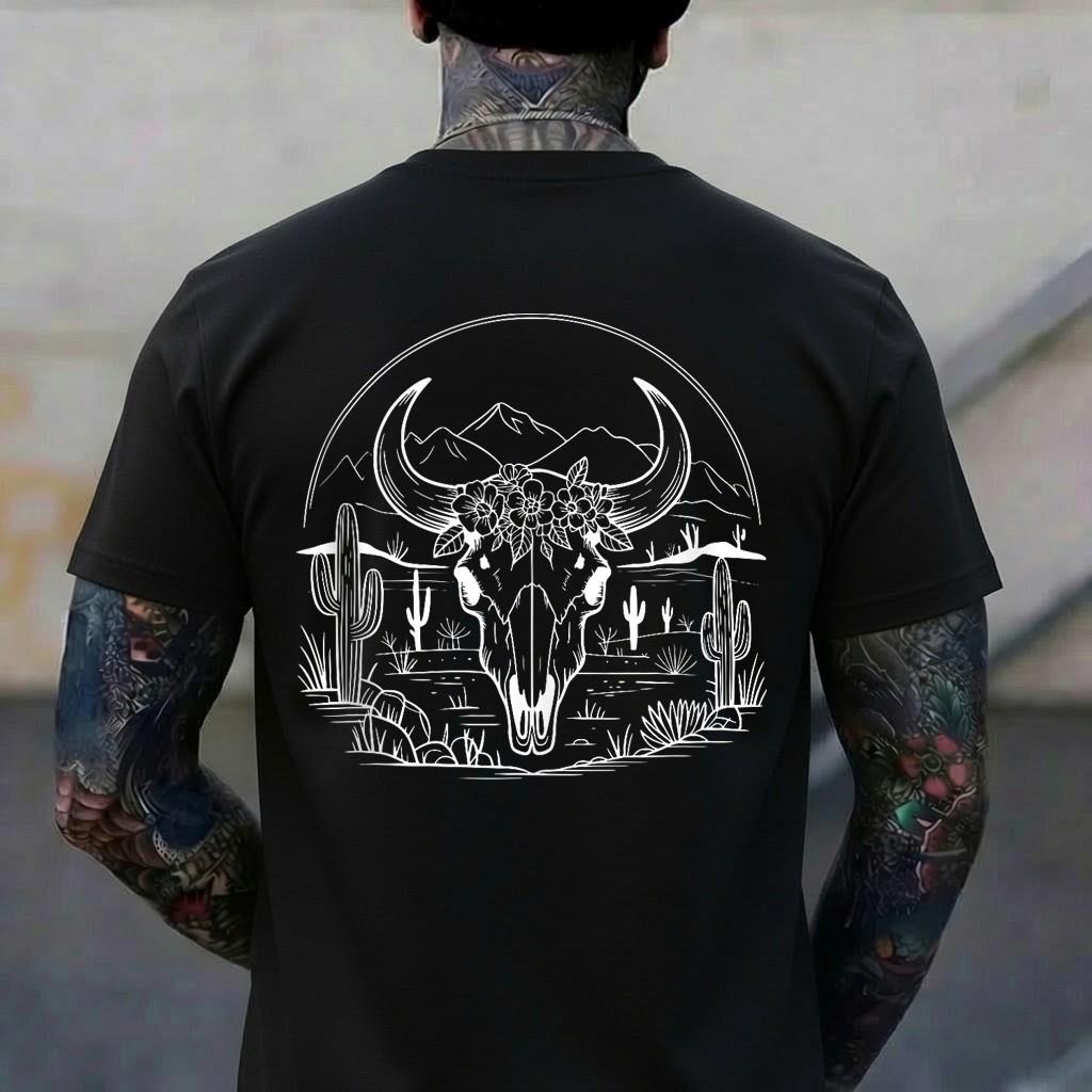 Bullskull, Rustic Howdy, Bull Skull, Bull Head T-Shirt XL