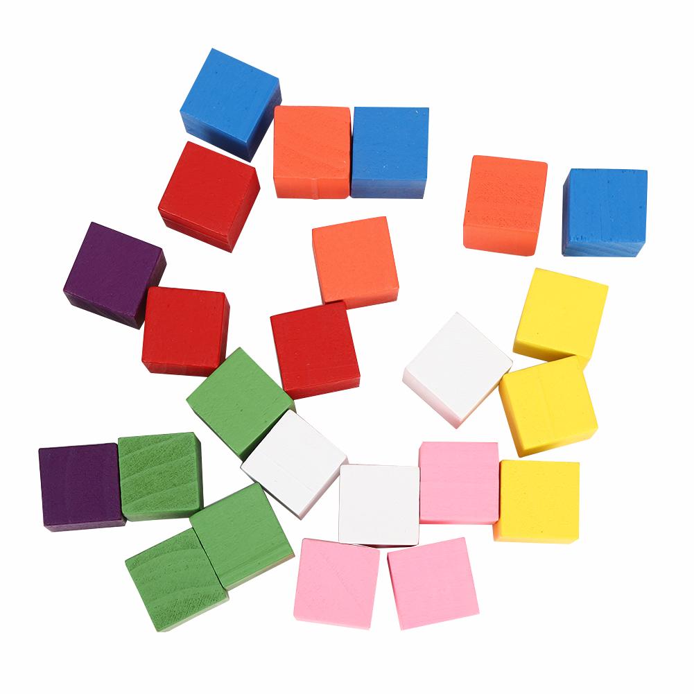 2 Sets Colored Block Set Pine Wood Children Geometry Enlightenment Early Education Toy25Pcs Colored Block 25mm