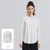 Juyitang Ice Silk Loose Fit Long-Sleeve Yoga Top with Round Neck