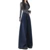 Pocket Dark Blue Wide-leg Jeans for Women In Autumn and Winter New Loose High Waist Drape Versatile Straight Floor Pants