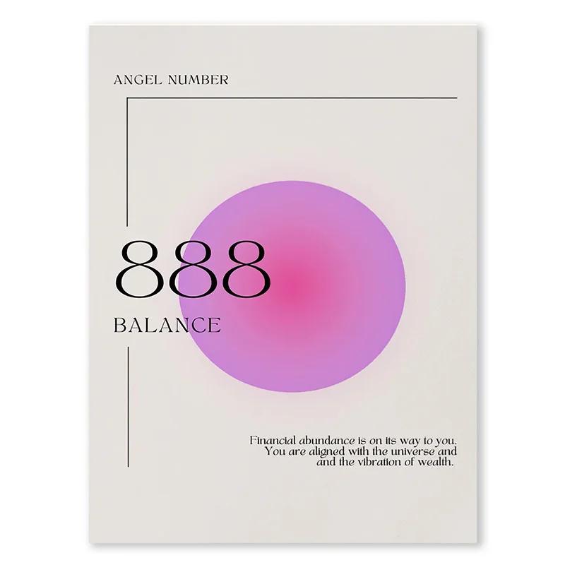 Gradient Spiritual Aura Angel Number Canvas Painting and Print Aesthetic Danish Pastel Poster Wall Art Picture Living Room Decor