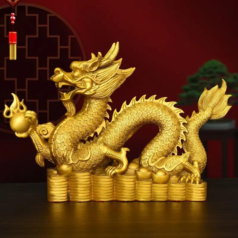 Brass Copper Dragon Ornament Hanlong Five-clawed Hundred Wealth Home Living Room Decor