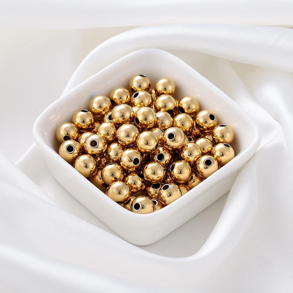30-100Pcs 3-8 mm Gold Color Stainless Steel Charm Round Loose Spacer Beads For DIY Bracelet Necklace Jewelry Making Accessories