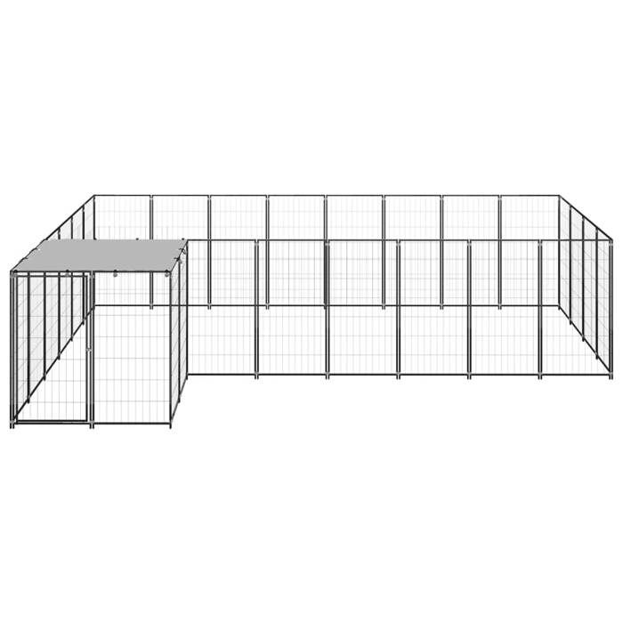 VidaXL Chenil Noir 10,89 m² Acier Enclos pour Chiots Cage Chiens Extérieur 3082226