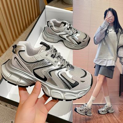 Novos Tênis de Papai para Mulheres Moda Esportivos de Sola Grossa Sapatos Solteiros