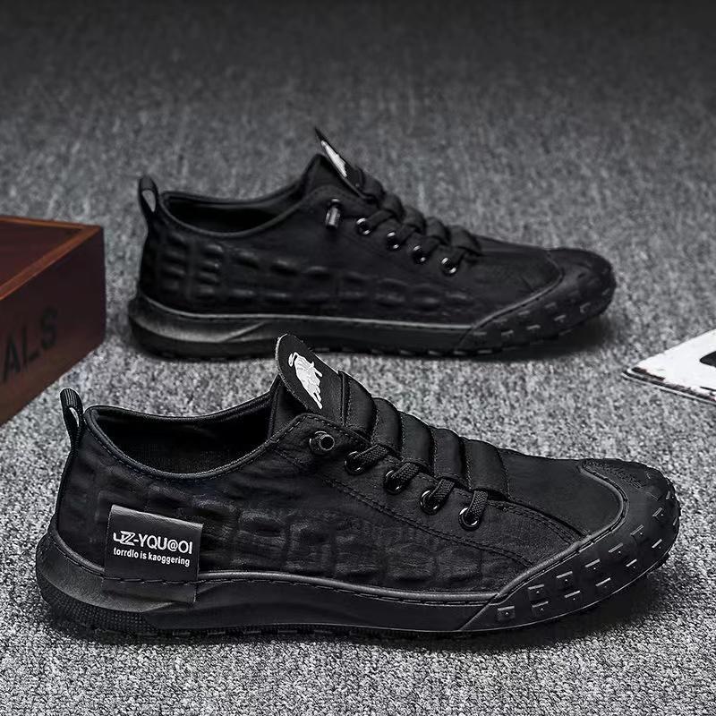 

Быстрая шнуровка Мужские парусиновые повседневные туфли-лоферы Легкие с мягкой подошвой Дышащие слипоны для ходьбы Повседневная обувь для ходьбы 44 чёрный