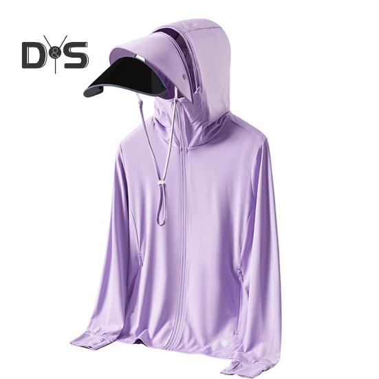 

Женская куртка с капюшоном и защитой от солнца, с длинным рукавом и защитой от ультрафиолета, повседневная ветровка, спортивная одежда для летнего туризма на открытом воздухе M фиолетовый