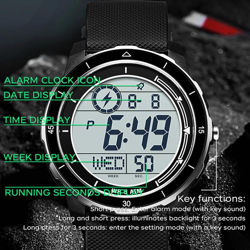 Top Brand Luxury Men's Sports Electronic Watch Student Outdoor Multi functional LED Analog Digital Wristwatch Alarm Clock