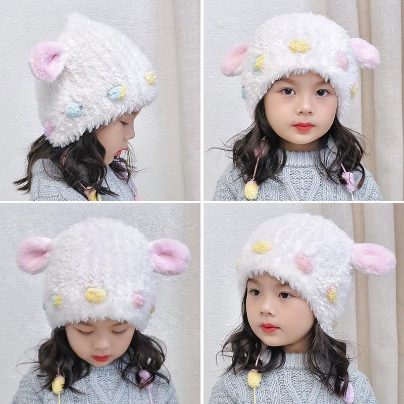 

Cute lamb ears plush children s hat women s autumn and winter warm ear protection colored straps parent-child hat Child 48~ 53cm/Recommended 2~ 8 years old бежевий