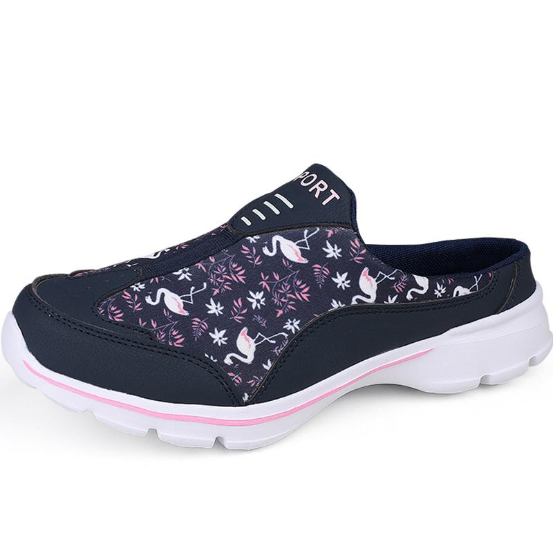 Женские дышащие полутапочки 3542 сверхлегкие домашние и уличные женские тапочки с цветами и птицами домашние тапочки 42 синий 2129₽