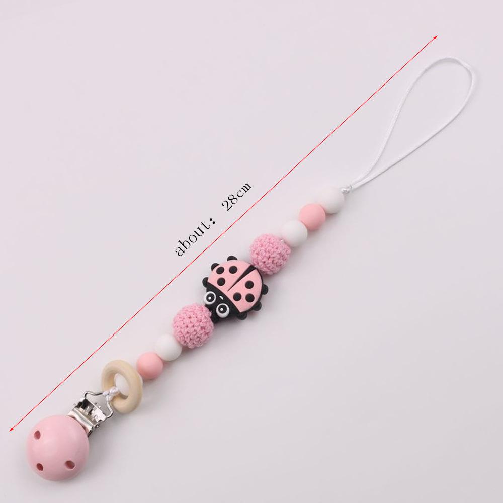 Baby Pacifier Holder Chain Insect-shaped Silicone Teether Clips Drop Prevention Soother Leash with Chewable Links for Newborns
