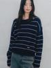 Aenhacheu Stripe Round Knit Navy