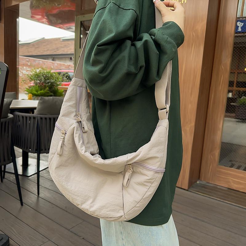 Trendy Cow Horn Bag With Durable Nylon And Zip Closure For Daily Casual Outfits