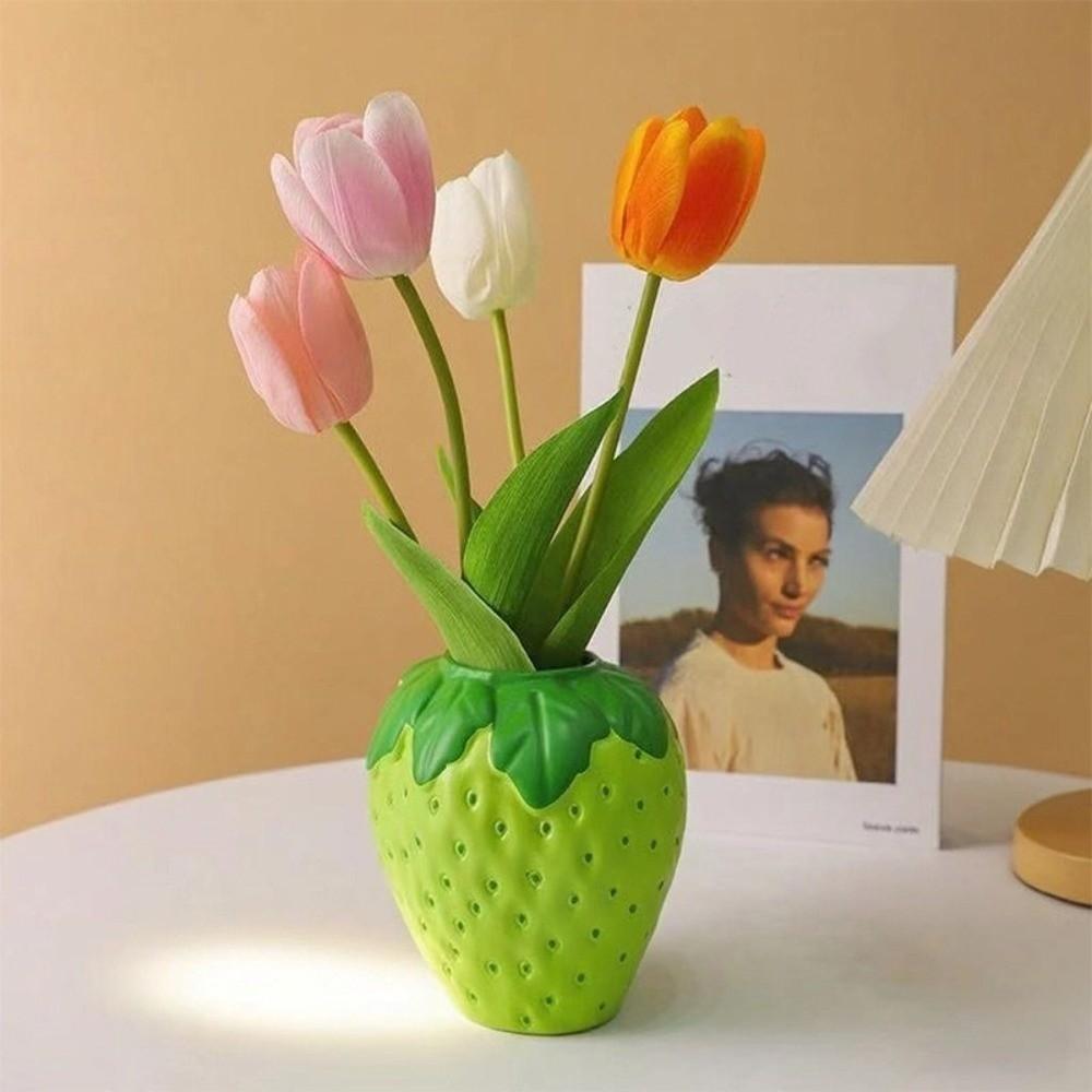 Pot de fleurs en résine Composition florale Vase Fraise Pots de fruits mignons Bureau