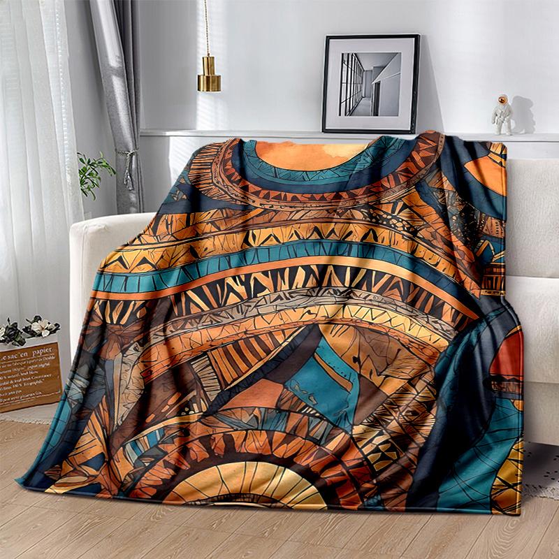 1pc Abstract Tribal Patterns Design Blanket Seasonal Home Decorative Throw for Room, Gift Idea for and , Living Room .G003