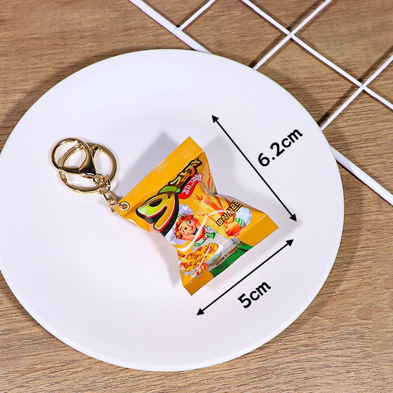 Simulation Korean Potato Chip Snack Bag Keychain Mini Snack Pendant Car Keyring Backpack Charm Decoration Jewelry Gift