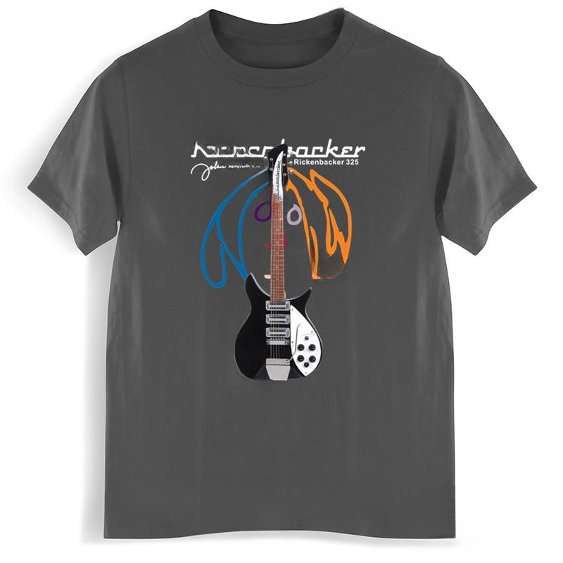 Cheavyweight streetwear anime  clothes New Arrived Mens t shirt Rickenbacke Guitar Bigger Size Homme Black T-shirt man top tees