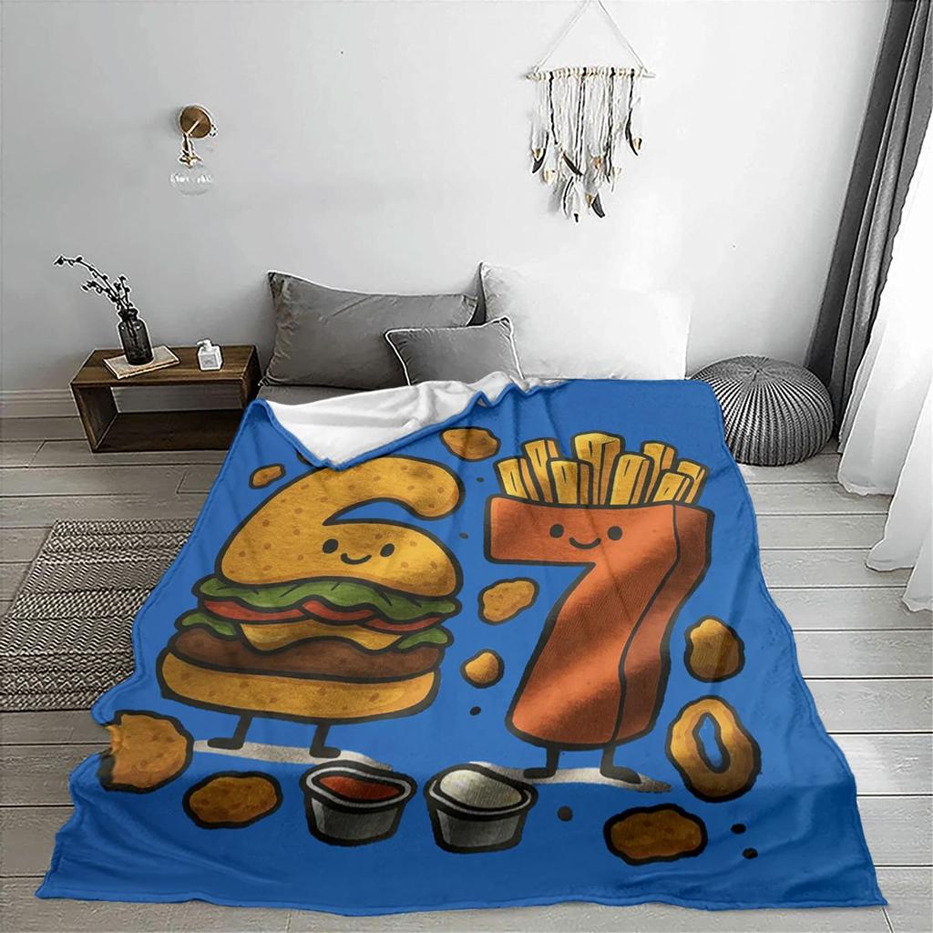 theme of Foodie Number 67 Flannel printed blanket suitable for all seasons suitable for living room office sofa and travel